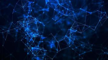 Abstract blue background with moving lines and dots. The concept of big data, technology and science. Worldwide network connection. 3d rendering. photo