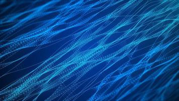 The structure of DNA. Medicine, science and technology. Blue background with a wave of lines and particles. The concept of a gene cell. Big data. 3d rendering photo