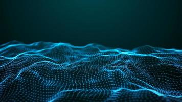 Data technology illustration. A wave with connecting dots and lines. Futuristic relief of dots and lines. Abstract of the technology. Blue background. 3d rendering. photo