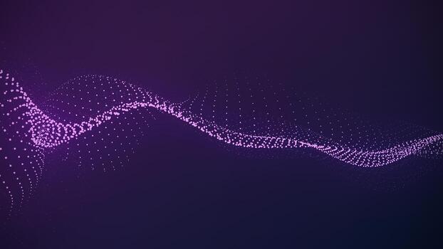 Dynamic particles of the sound wave. Visualization of big data. Futuristic dark background. 3d rendering. photo