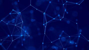 Abstract blue background with moving lines and dots. The concept of big data, technology and science. Worldwide network connection. 3d rendering. photo