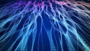 The structure of DNA. Medicine, science and technology. Blue background with a wave of lines and particles. The concept of a gene cell. Big data. 3d rendering photo