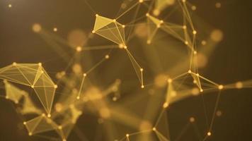 Abstract gold background with moving lines and dots. The concept of big data. Network connection. Internet connection worldwide. 3d rendering. photo
