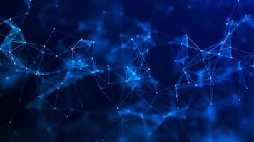 Abstract blue background with moving lines and dots. The concept of big data, technology and science. Worldwide network connection. 3d rendering. photo