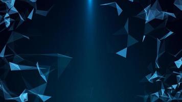Network connection. The connection of science and technology. The structure of big data. A tangle of triangles on a blue background with a bright ray. 3d rendering. photo