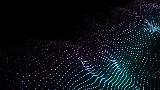 A moving digital 3d wave. Futuristic dark background with dynamic blue particles. The concept of big data. Cyberspace. 3d rendering photo