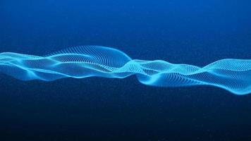 Dynamic blue wave on a blue background. Big data. A futuristic wave of particles. Science and technology. 3d rendering. photo