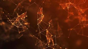 Abstract orange background with moving lines and dots. The concept of big data, technology and science. Worldwide network connection. 3d renderin photo