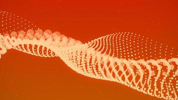 Dynamic yellow wave of particles. Visualization of big data. Futuristic orange background. 3d rendering. photo