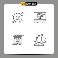 4 iconos creativos, signos y símbolos modernos del servidor de flechas, copia de seguridad digital, esgrima, elementos de diseño vectorial editables vector