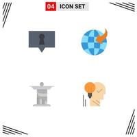 Set of 4 Modern UI Icons Symbols Signs for bubble landmark arrow jesus brain Editable Vector Design Elements