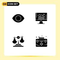 4 Solid Glyph concept for Websites Mobile and Apps eye balance vision report decision Editable Vector Design Elements