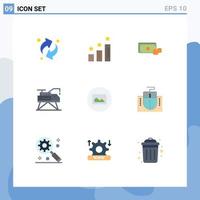 Group of 9 Modern Flat Colors Set for photo platform coins laboratory construction Editable Vector Design Elements