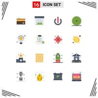 Mobile Interface Flat Color Set of 16 Pictograms of food on communication off user Editable Pack of Creative Vector Design Elements