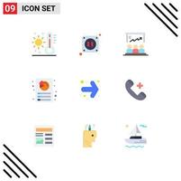 Set of 9 Commercial Flat Colors pack for arrow document presentation customization marketing Editable Vector Design Elements