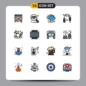 Editable Vector Line Pack of 16 Simple Flat Color Filled Lines of pen heart weather jump rope exercise Editable Creative Vector Design Elements