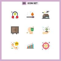 Pack of 9 creative Flat Colors of mind school home interior cupboard Editable Vector Design Elements