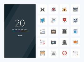 20 Travel Flat Color icon for presentation vector