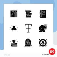 9 Thematic Vector Solid Glyphs and Editable Symbols of format health write medical molecular Editable Vector Design Elements