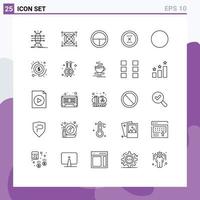 25 Creative Icons Modern Signs and Symbols of interface close pack circle soldier Editable Vector Design Elements