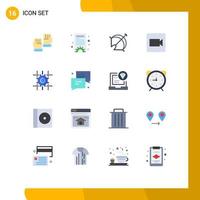 User Interface Pack of 16 Basic Flat Colors of computing setting arrow video camera Editable Pack of Creative Vector Design Elements