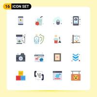 Pictogram Set of 16 Simple Flat Colors of diesel user internet phone business Editable Pack of Creative Vector Design Elements