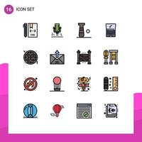 Universal Icon Symbols Group of 16 Modern Flat Color Filled Lines of flip device recording monitor sport Editable Creative Vector Design Elements