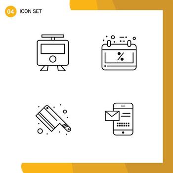 4 Line concept for Websites Mobile and Apps maps kitchen train friday mobile Editable Vector Design Elements