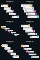 plantilla de diapositiva de presentación del paquete de infografías vectoriales 6 diagramas de ciclo de 5 pasos y líneas de tiempo vector