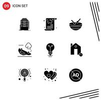 Group of 9 Modern Solid Glyphs Set for flipped car travel accident irish Editable Vector Design Elements