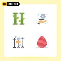 Universal Icon Symbols Group of 4 Modern Flat Icons of bamboo easter control drum nature Editable Vector Design Elements