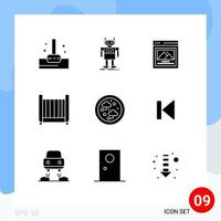 9 Universal Solid Glyph Signs Symbols of network connected interface toy bed Editable Vector Design Elements