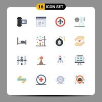 Modern Set of 16 Flat Colors and symbols such as bed temperature badge snow climate Editable Pack of Creative Vector Design Elements