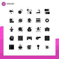 25 Universal Solid Glyphs Set for Web and Mobile Applications canned fashion pharmacist clothing treadmill Editable Vector Design Elements