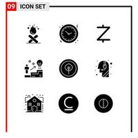 9 Universal Solid Glyph Signs Symbols of solution user watch success crypto currency Editable Vector Design Elements