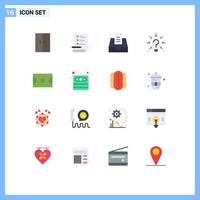 16 User Interface Flat Color Pack of modern Signs and Symbols of sport basket mail suggestion idea Editable Pack of Creative Vector Design Elements