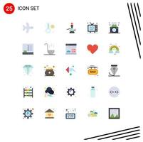 25 Universal Flat Color Signs Symbols of camera multimedia lab media ad Editable Vector Design Elements