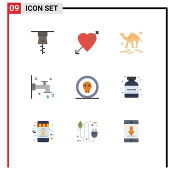 9 Flat Color concept for Websites Mobile and Apps horror dangerous animal coin bath Editable Vector Design Elements