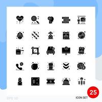 Universal Icon Symbols Group of 25 Modern Solid Glyphs of man stationary arrow notebook down Editable Vector Design Elements