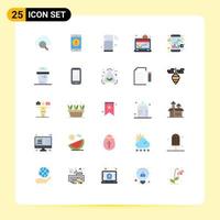 Editable Vector Line Pack of 25 Simple Flat Colors of market laptop iot shop app Editable Vector Design Elements