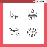 Modern Set of 4 Filledline Flat Colors and symbols such as backboard package board ufo shipping Editable Vector Design Elements