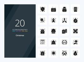 20 Christmas Solid Glyph icon for presentation vector