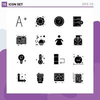 16 Universal Solid Glyphs Set for Web and Mobile Applications items database help data backup Editable Vector Design Elements