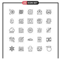 Mobile Interface Line Set of 25 Pictograms of decoration decoration back to school christmas open Editable Vector Design Elements