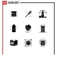 Pack of 9 Modern Solid Glyphs Signs and Symbols for Web Print Media such as energy charge screwdriver battery chess Editable Vector Design Elements