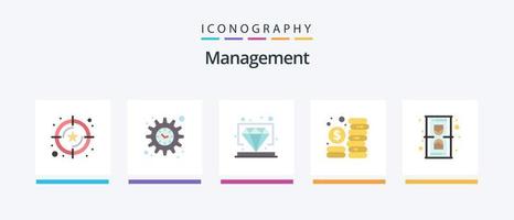 Management Flat 5 Icon Pack Including sand. clock. premium. management. coins. Creative Icons Design vector