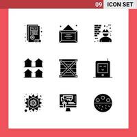 9 Universal Solid Glyphs Set for Web and Mobile Applications box housing construction houses district Editable Vector Design Elements