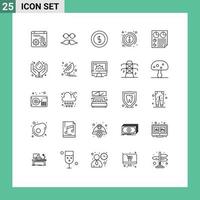 Set of 25 Modern UI Icons Symbols Signs for data information men info money Editable Vector Design Elements