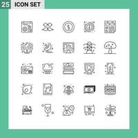 Set of 25 Modern UI Icons Symbols Signs for data information men info money Editable Vector Design Elements