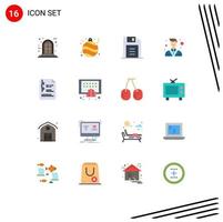 Set of 16 Vector Flat Colors on Grid for apps school retro document lawyer Editable Pack of Creative Vector Design Elements